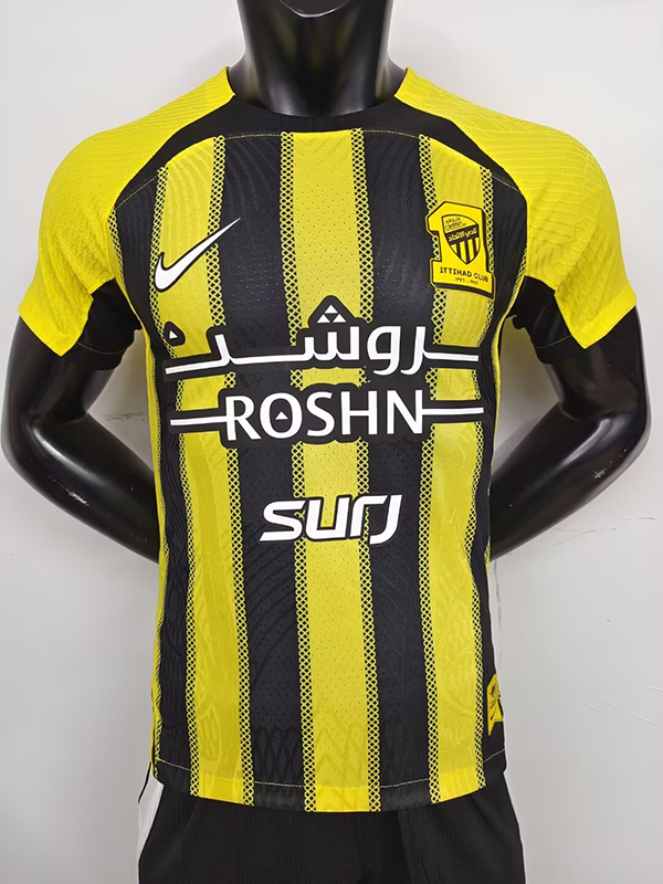 24-25 Season Al Ittihad Jeddah Home Yellow-Black Color Football Jersey(Player Version)